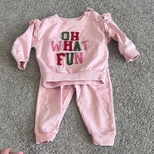Jessica Simpson Pink 'Oh What Fun' Girls Matching Sweatshirt & Joggers Set
